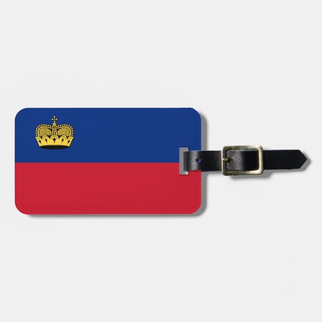 Flagga av Liechtensteins resgodsmärkning med läder Bagagebricka (Horisontell Framsida)