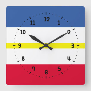 Flagga av Mecklenburg Square Wall Clock Fyrkantig Klocka