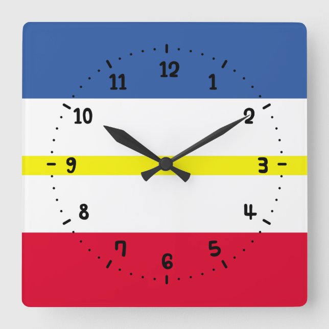 Flagga av Mecklenburg Square Wall Clock Fyrkantig Klocka (Framsida)