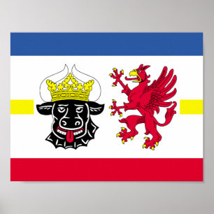 Flagga av Mecklenburg-Westerna Pomerania Poster
