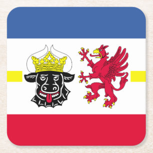 Flagga av Mecklenburg-Westerna Pommern-Pappra Underlägg Papper Kvadrat