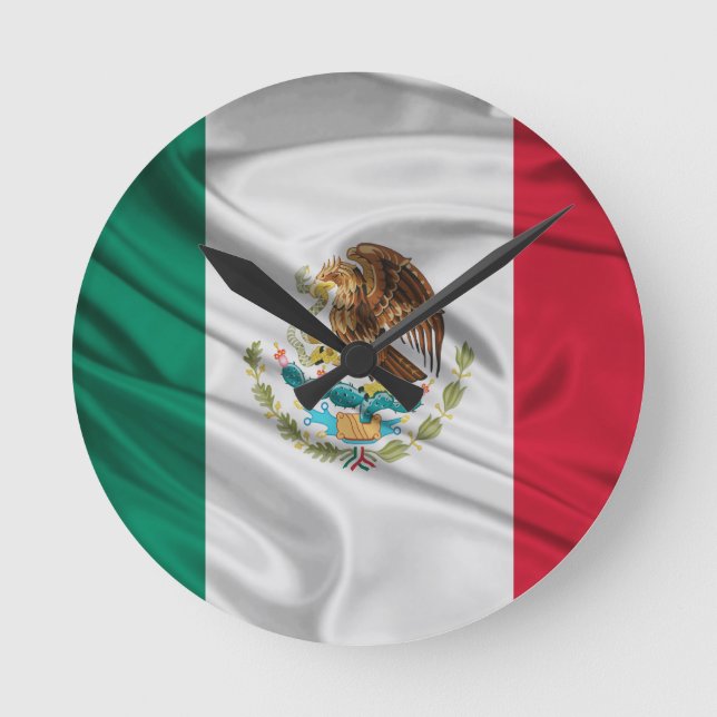 Flagga av Mexico Rund Klocka (Framsida)