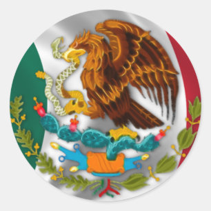 Flagga av Mexico, vapensköld Runt Klistermärke