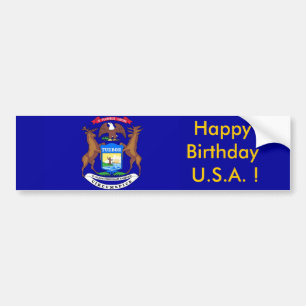 Flagga av Michigan, Grattis på födelsedagen, USA! Bildekal