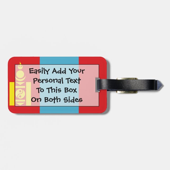 Flagga av Mongoliet Easy ID Personligt ID Bagagebricka (Baksida Vågrät)