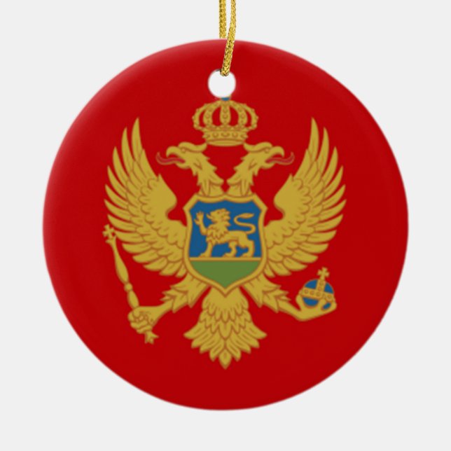 Flagga av Montenegro Julgransprydnad Keramik (Framsidan)