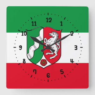 Flagga av Mur Clock från Nordrhein-Westfalen Fyrkantig Klocka