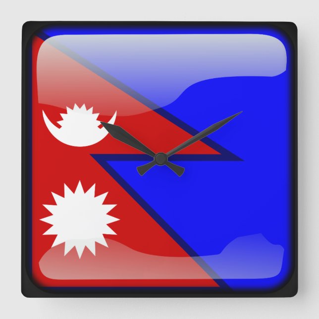 Flagga av Nepal Fyrkantig Klocka (Framsida)