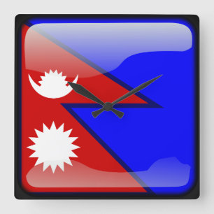 Flagga av Nepal Fyrkantig Klocka