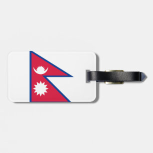 Flagga av Nepal- resggag med läderband Bagagebricka
