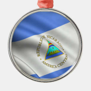 Flagga av Nicaragua den högvärdiga rundaprydnade Julgransprydnad Metall