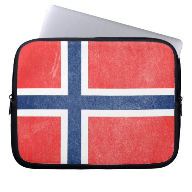 Flagga av Norge Grunge Laptop Fodral (Framsidan)