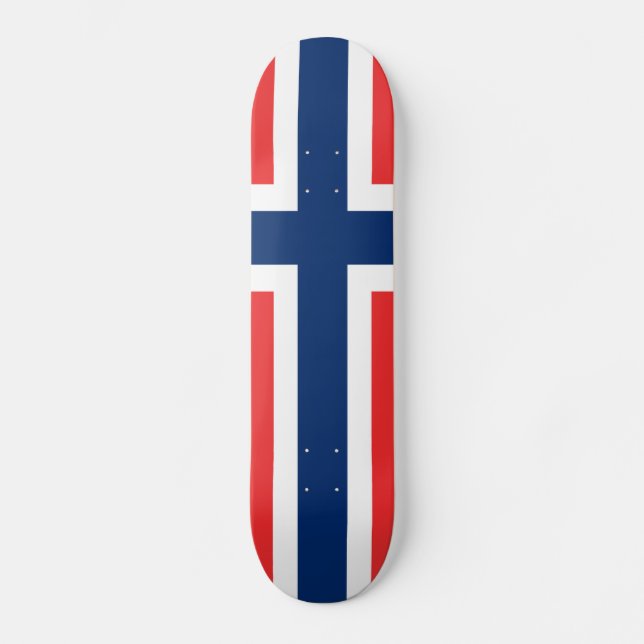 Flagga av Norge Mini Skateboard Bräda 18,5 Cm (Framsida)