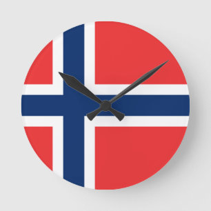 Flagga av Norge Rund Klocka