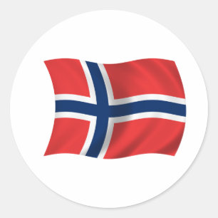Flagga av Norge Runt Klistermärke