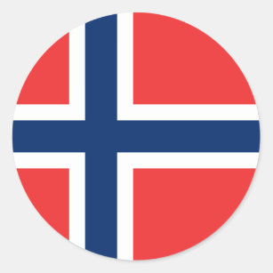 Flagga av norgeklistermärken (cirkla), runt klistermärke