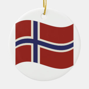 Flagga av norgen julgransprydnad keramik
