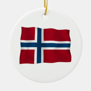 Flagga av norgen julgransprydnad keramik