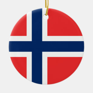 Flagga av norgen - skandinavien julgransprydnad keramik