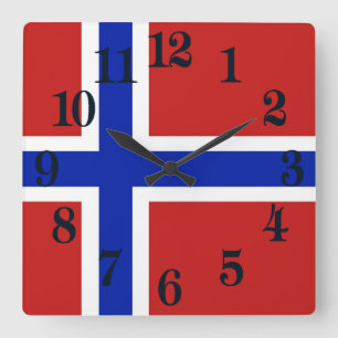 Flagga av norgeskandinavet fyrkantig klocka