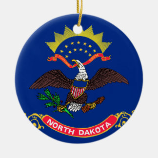 Flagga av North Dakota Julgransprydnad Keramik