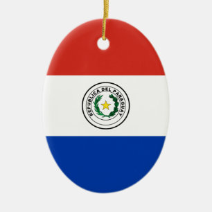 Flagga av Paraguay - Bandera de Paraguay Julgransprydnad Keramik