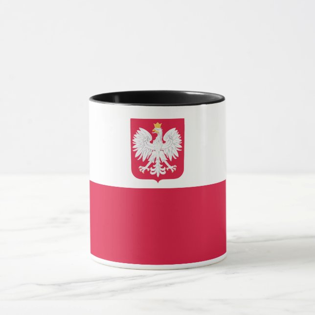 Flagga av Polen (med statsvapen) Mugg (Center)