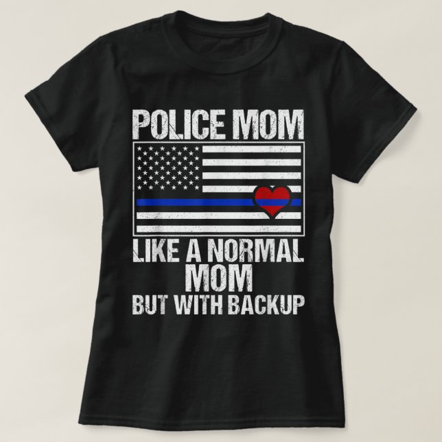 Flagga av polisens blå linje Mamma T Shirt (Design framsida)
