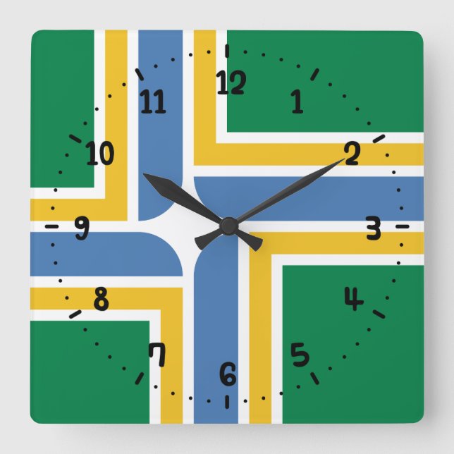 Flagga av Portland, Oregon Square Wall Clock Fyrkantig Klocka (Framsida)