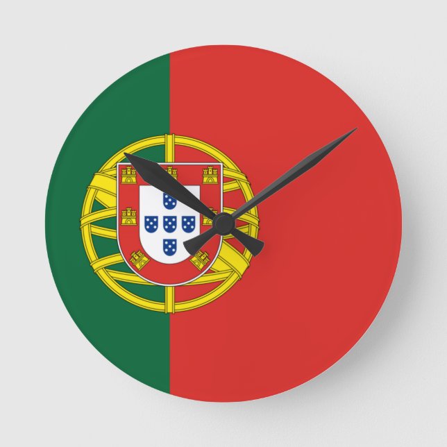 Flagga av Portugal Rund Klocka (Framsida)