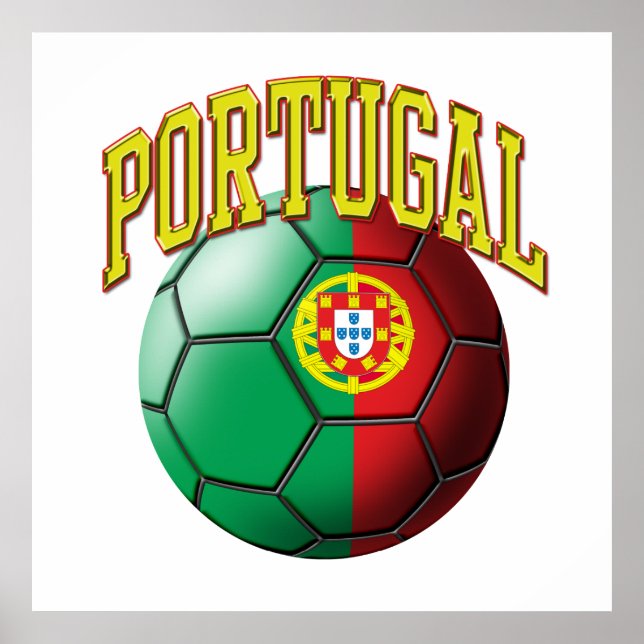 Flagga av Portugal Soccer Ball Poster (Framsidan)