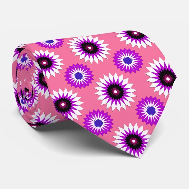 Flagga av pride av genderflu/rosa blomma mönster slips (Rullad)