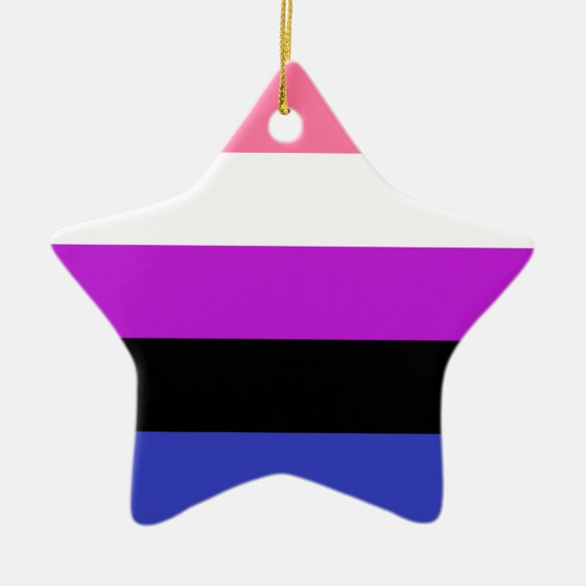 Flagga av Pride av genderfluid Julgransprydnad Keramik (Framsidan)