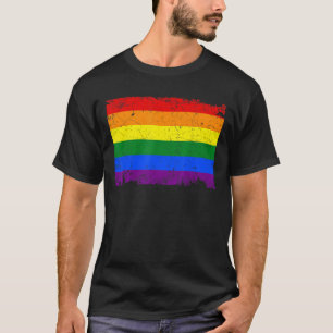 Flagga av Pridet för det stressade Retro Lgbt Rain T Shirt