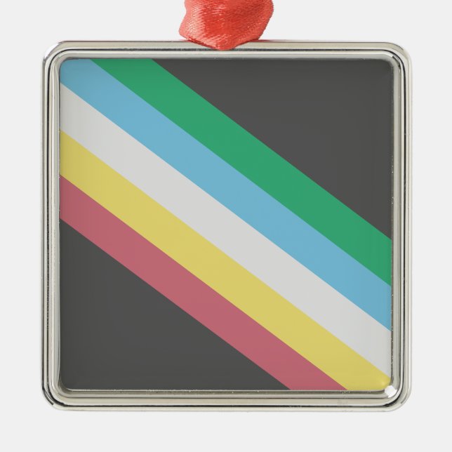 Flagga av Pridet för funktionshinder Julgransprydnad Metall (Framsidan)