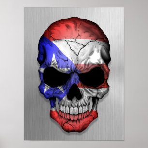 Flagga av Puerto Rico på ett stålskullsdiagram Poster