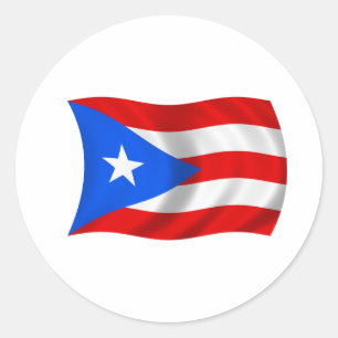 Flagga av Puerto Rico Runt Klistermärke