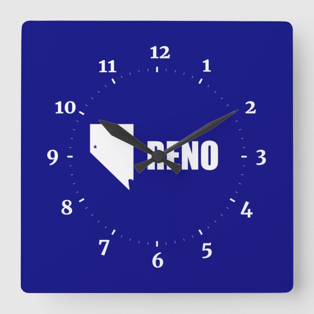 Flagga av Reno, Nevada Square Wall Clock Fyrkantig Klocka (Framsida)