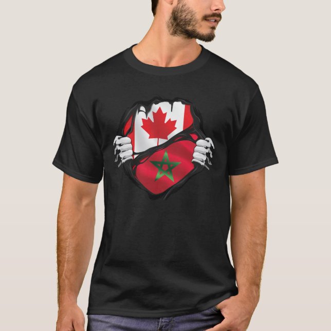 Flagga av rippade rötter i Händer från Marocko T Shirt (Framsida)