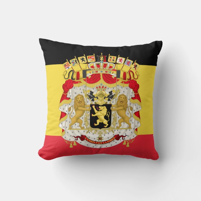 Flagga av röd Belgien svartgult Kudde (Framsida)