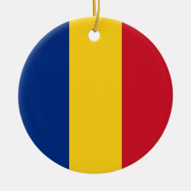 Flagga av Rumänien Julgransprydnad Keramik (Framsidan)