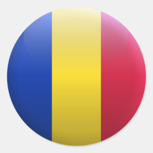 Flagga av Rumänien Runt Klistermärke