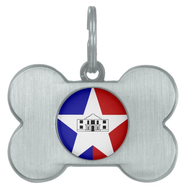 Flagga av San Antonio, Texas Pet ID-kod ID-bricka Husdjur (Framsidan)