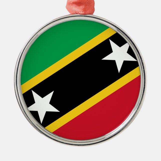 Flagga av Sanktt Kitts och Nevis Julgransprydnad Metall (Framsidan)