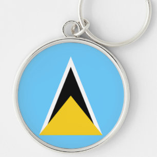 Flagga av Sanktt Lucia Rund Silverfärgad Nyckelring