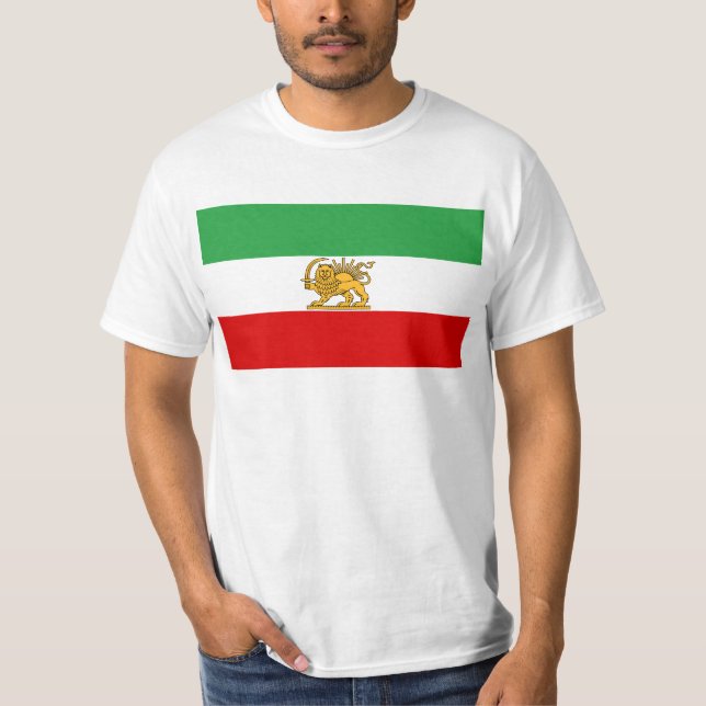 Flagga av schahen av Iran (1964-1980) شیروخورشید T Shirt (Framsida)