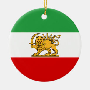 Flagga av schahen av Iran (1964-1980) شیروخو Julgransprydnad Keramik