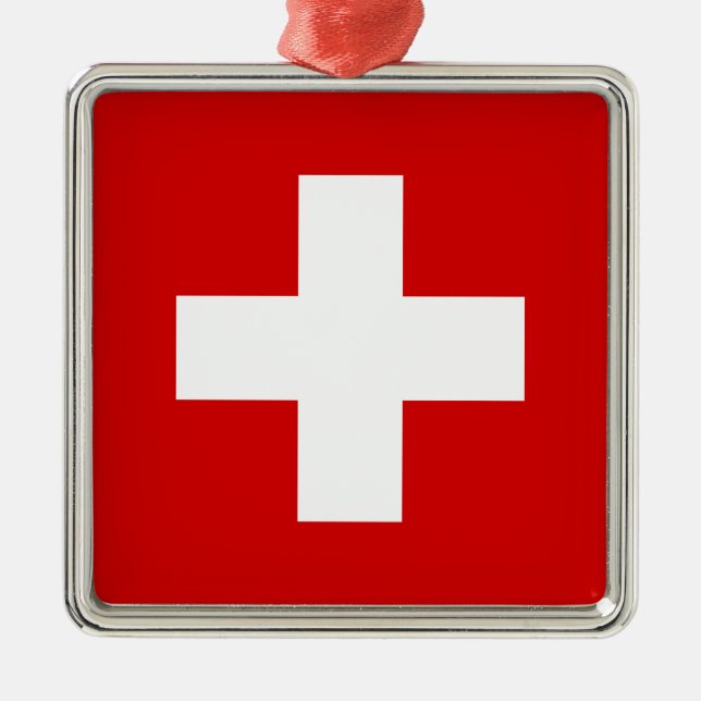 Flagga av Schweitz Julgransprydnad Metall (Framsidan)