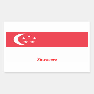 Flagga av Singapore Rektangulärt Klistermärke