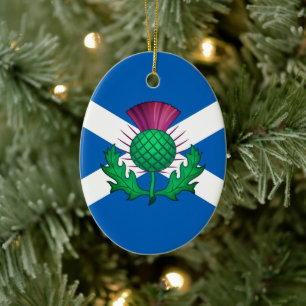 Flagga av Skottland med Thistle som ersatts Julgransprydnad Keramik